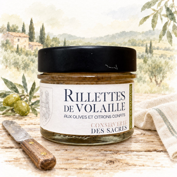 RILLETTE DE VOLAILLE OLIVES ET CITRONS CONFITS 90GR